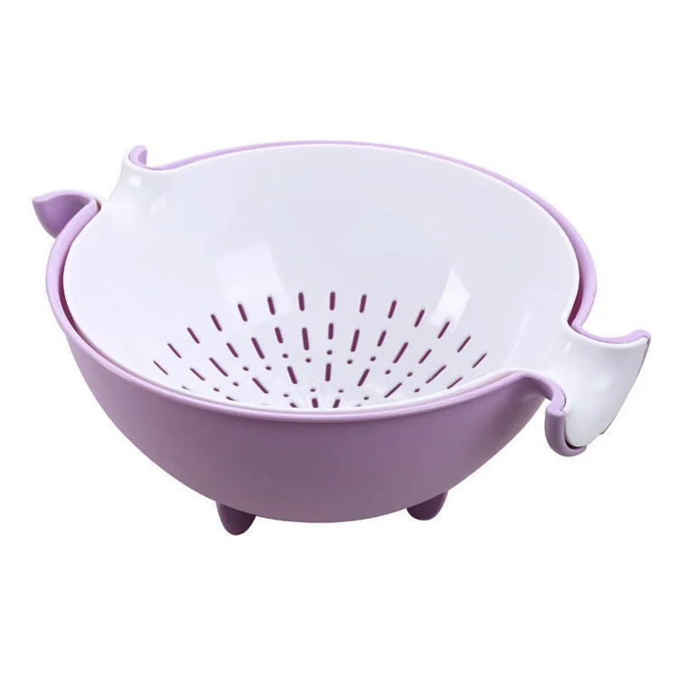 

2021 news latest plastic Double drain basket Wash basin Fruit plate China yiwu supplier manufacture, Purple, blue, pink, green, fluorescent yellow