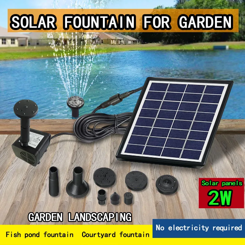 
2W mini solar fountain Water Pump Garden Landscape Fountain / Solar Power DC Brushless Submerged / water pumps 