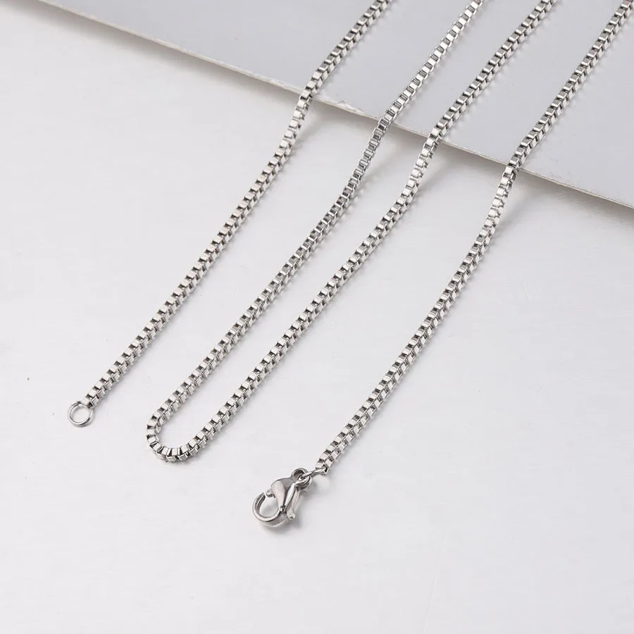 

Customized Size 1.5mm Thickness 45cm 50cm 55cm Real Gold Plated Stainless Steel Box Chain Necklace Chain, Gold,silver