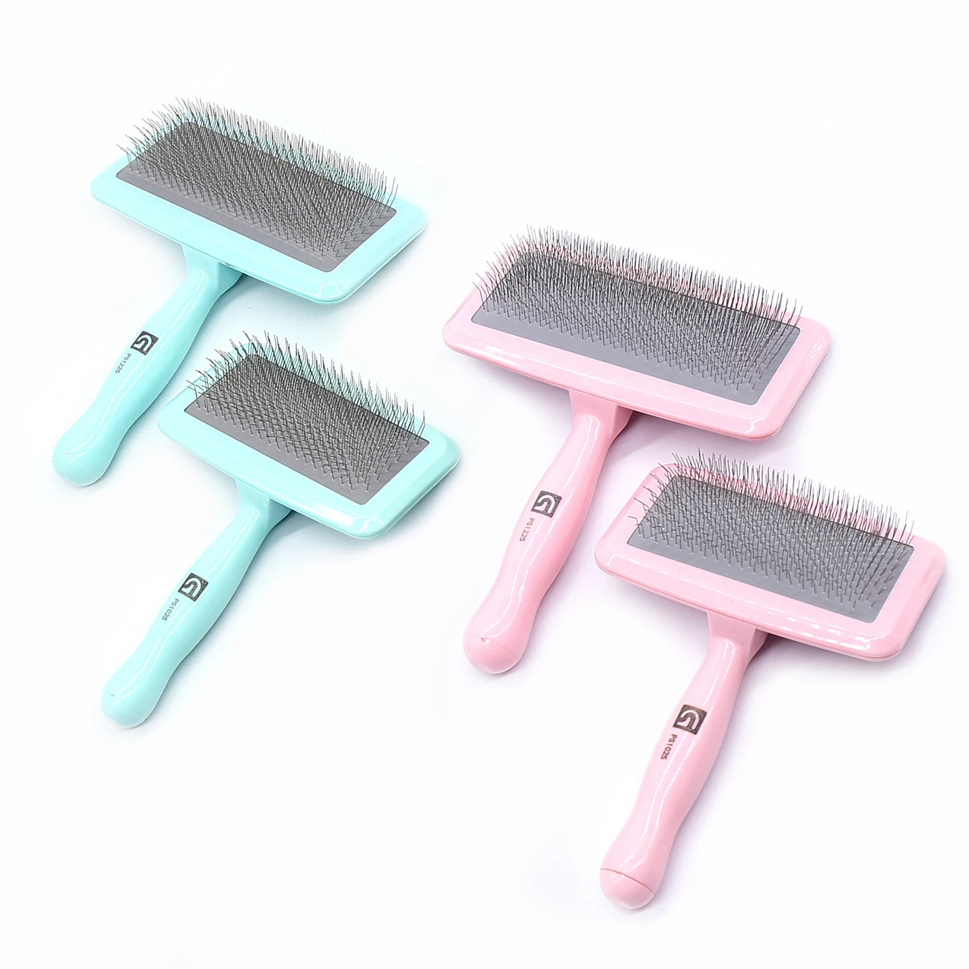 

Pet Cat Dog Hair Grooming Stainless Steel Extra Long Pin Slicker Large Brush Pink And Steel Comb Pet Grooming