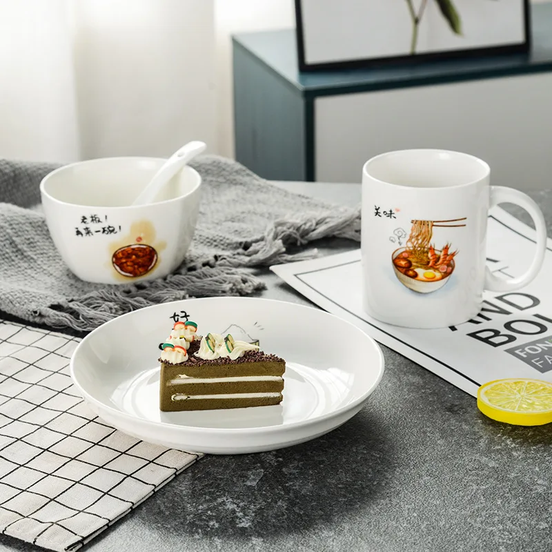 

Wholesale Gourmet Plant Printing Home Hotel Tableware Japanese Round Steak Ceramic Plate