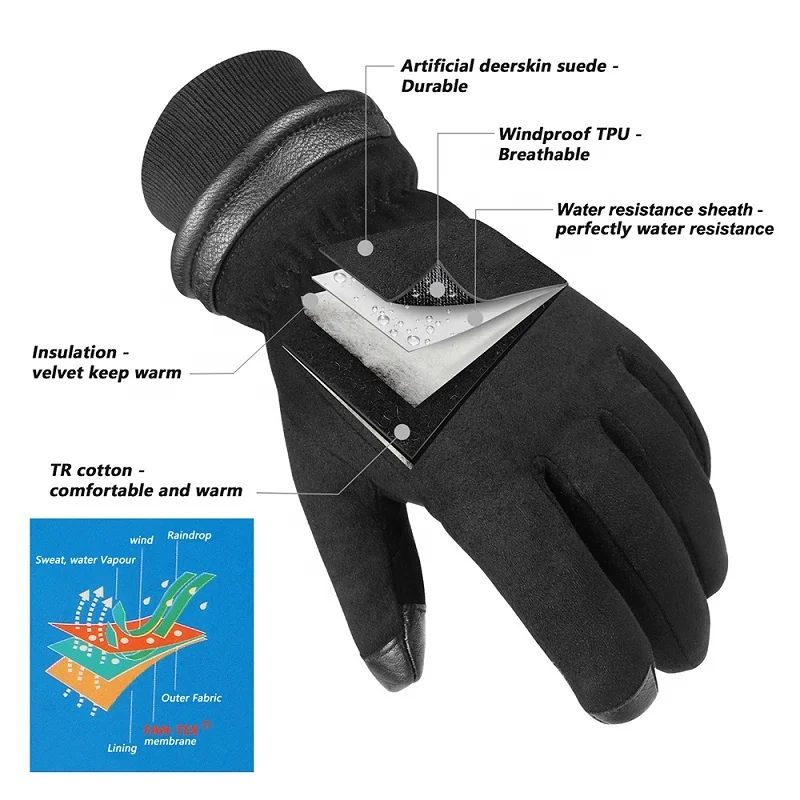 
Ozero -30F Extreme Cold Warm Black Winter Weather Snow Gloves Waterproof Touch Screen For Men . 