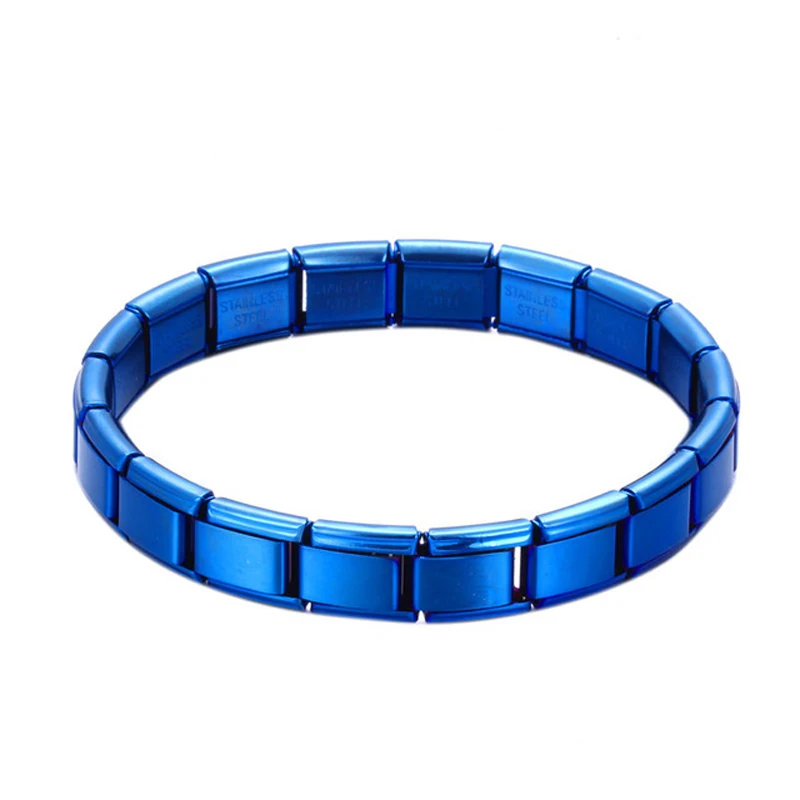 

Blues RTS bule color starter link Stainless Steel Elastic Chains Bracelets for Woman Men Male jewelry