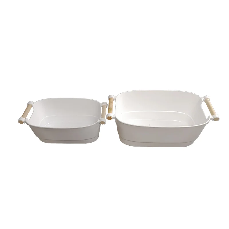 

New Style High Quality Storage Basket Plastic Basket with Handle Food Storage Box Storage Boxes & Bins Clothing Organizer Carton, White