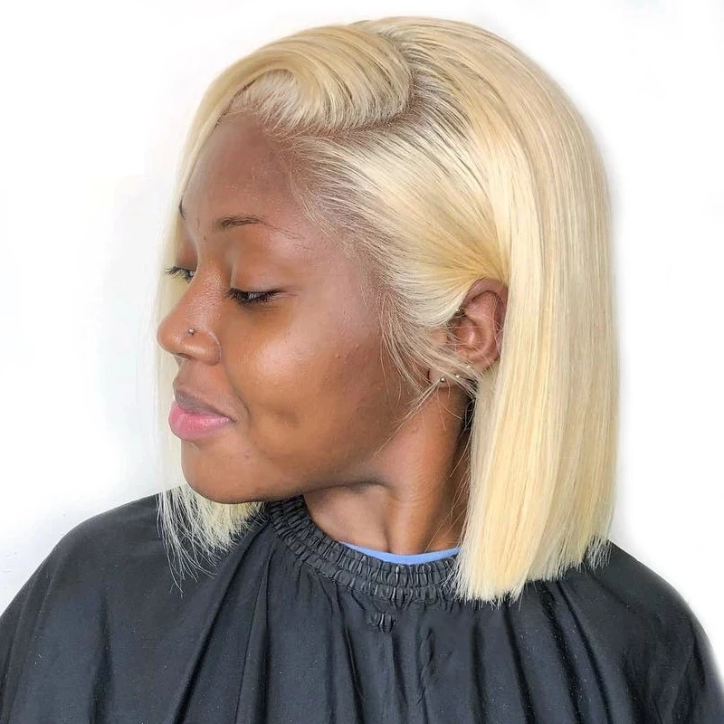 

Virgin 613 Honey Blonde Lace Front Human Hair Wig 13x4 Bone Straight T Part Transparent Lace Frontal Wigs Short Bob Perruques