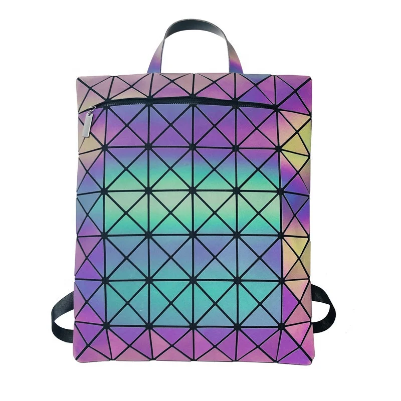 

Luminous geometric backpack shoulder bag holographic backpack for teenage girls