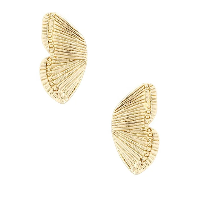 

Hypoallergenic trendy 9ct gold vermeil 925 sterling silver butterfly wing pair of stud earrings