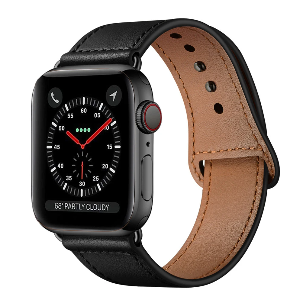 

Custom watchbands for apple watch band 41mm 45mm 44mm 40mm 42mm 38mm for iwatch series 7 se 6 5 4 3 2 1 genuine leather strap, Pink,black,retro brown,ivory white,brown