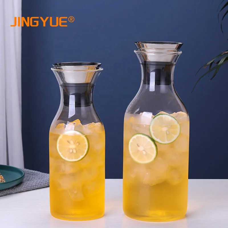 

1.5L Creative Narrow Neck Design Crystal Glass Water Pitcher Carafe with Lid for Homemade Juice & Cold Tea, Clear