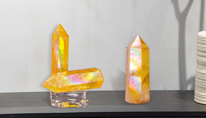 yellow aura quartz cluster