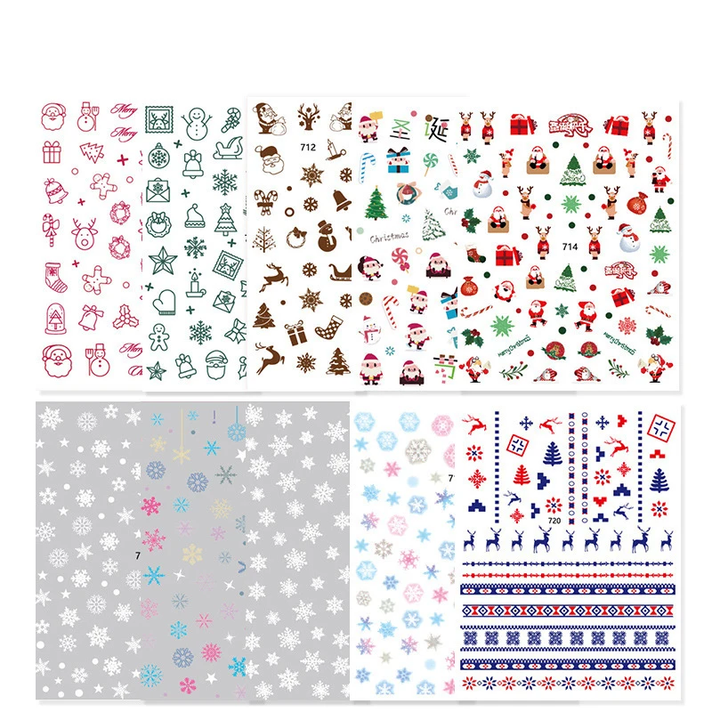 

SAIYII High Quality Adhesive 3D Color Merry Christmas Sticker Waterproof Net Nail Sticker, Mixed color