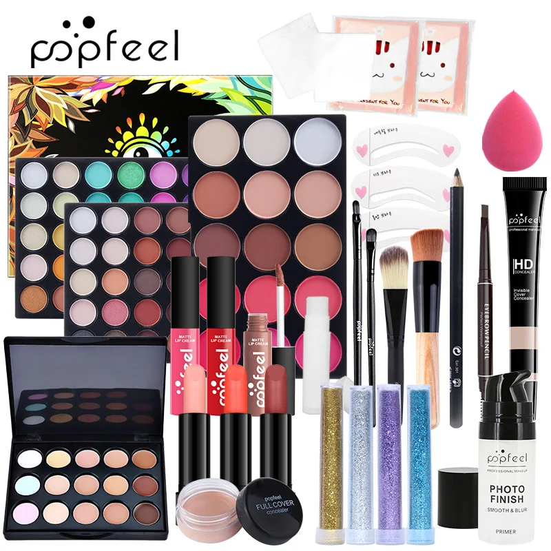 

All In One Full Professional Makeup Kit For Girl Lip Gloss Palette Makeup Brush Eyebrow Pencil Mascara Christmas Gift