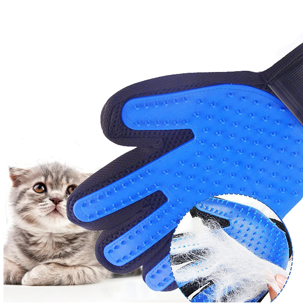 

Hot Sale pet glove dog grooming gloves brush with cat, Blue,pink