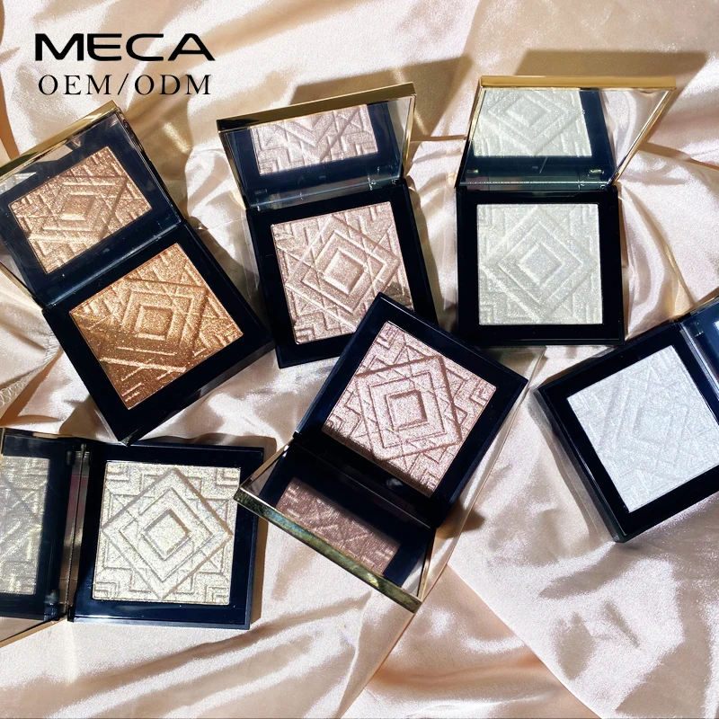 

7 colors private label pressed highlighter powder wholesale high pigment vegan cruelty free highlighter