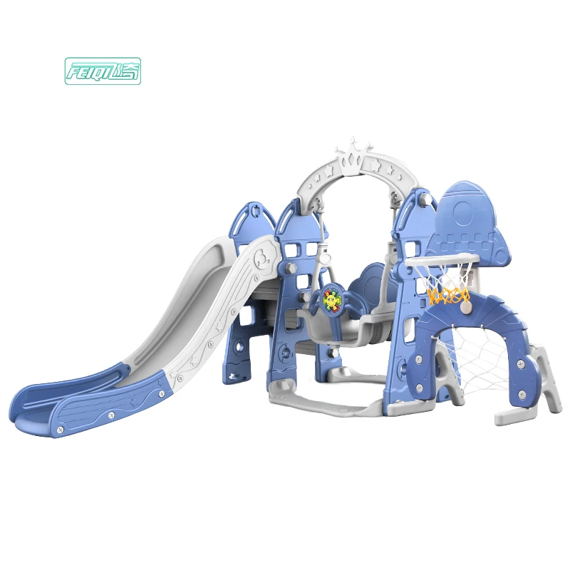 

Feiqitoy L-CB003 children new style indoor playground kids toys baby plastic slide and swing set, Blue ,pink