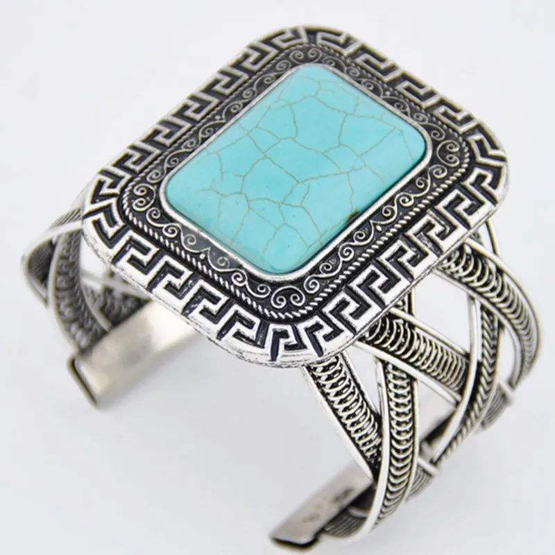 

Hot selling Vintage turquoise bangle Fashion Geometric shape bangle Alloy bangle SD068