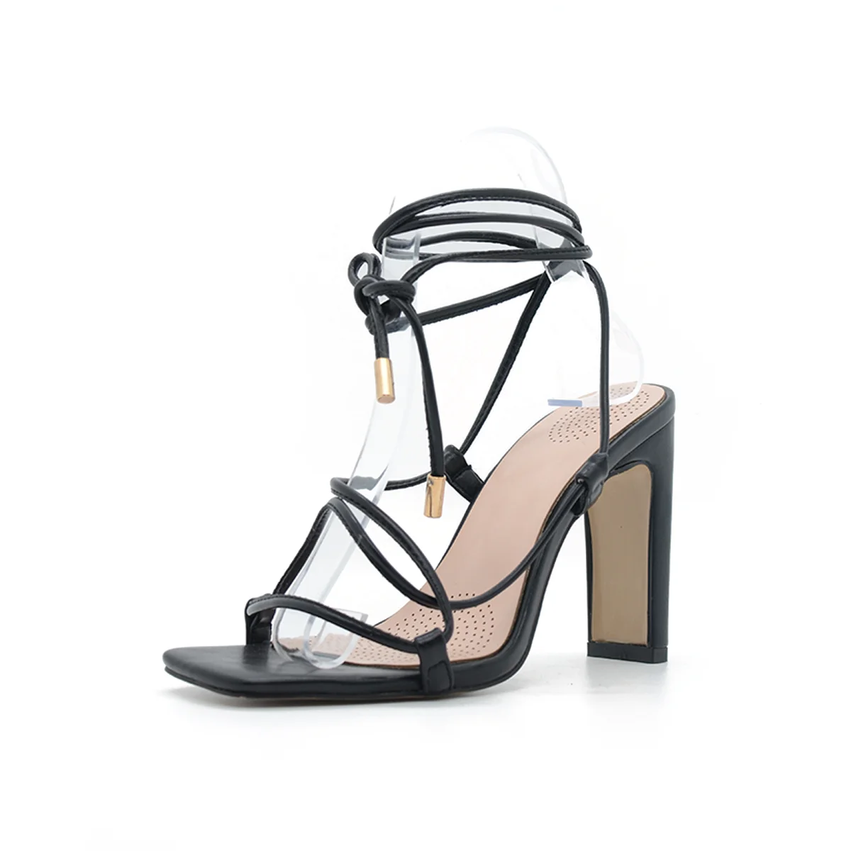 

Direct deal Contracted sexy string sandals open toe sandals for a party Black square toe sandals