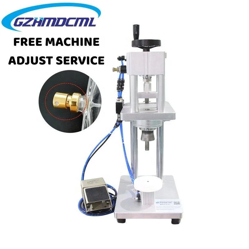Semi automatic pneumatic glass or plastic perfume bottle capping machineperfume crimping sealer