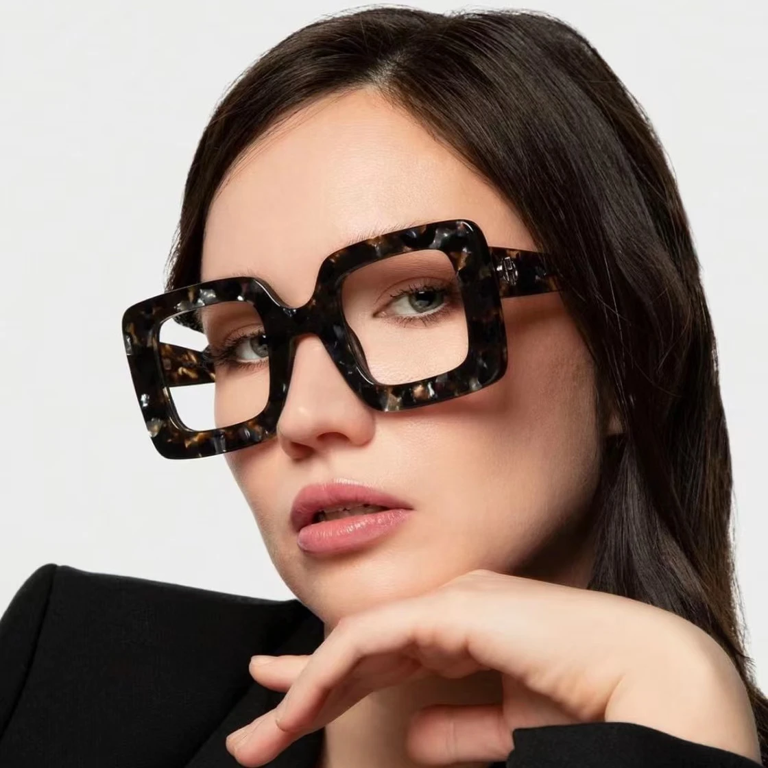 

3128 Wholesale Custom Logo TR90 Optical Frames Eyewear Glasses Oversized Square Frame Anti Blue Light Blocking Glasses