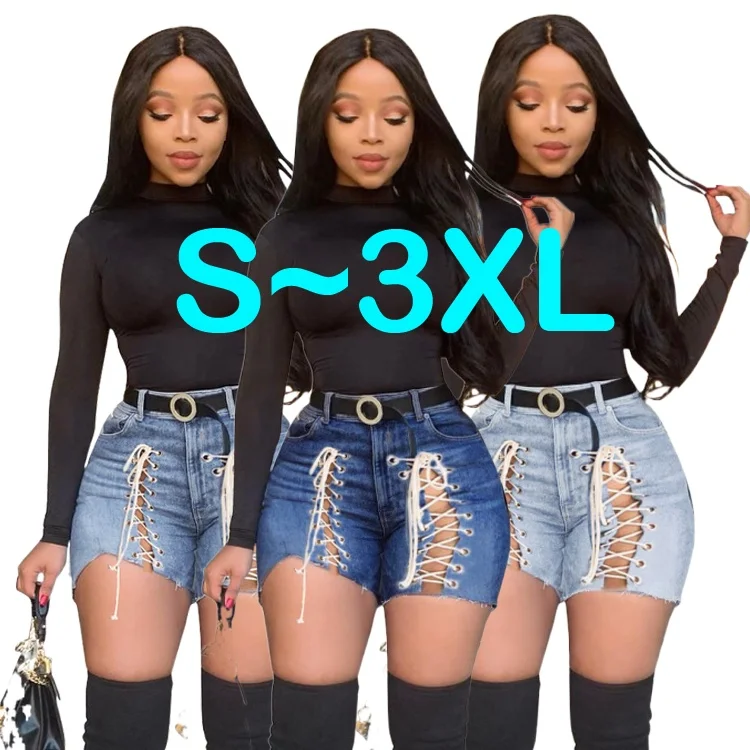 

New Styles Bulk Hi Waisted Feminino Curt Atacado Corean Elastic Cheap Distressed En Moulant Femme Distressed Jeans Shorts