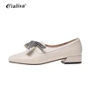 Women Block Heel Pumps Slip On Closed Toe Block Heels Handmade High Quality Ladies Low Heel Pumps Wholesale Low Price 2019