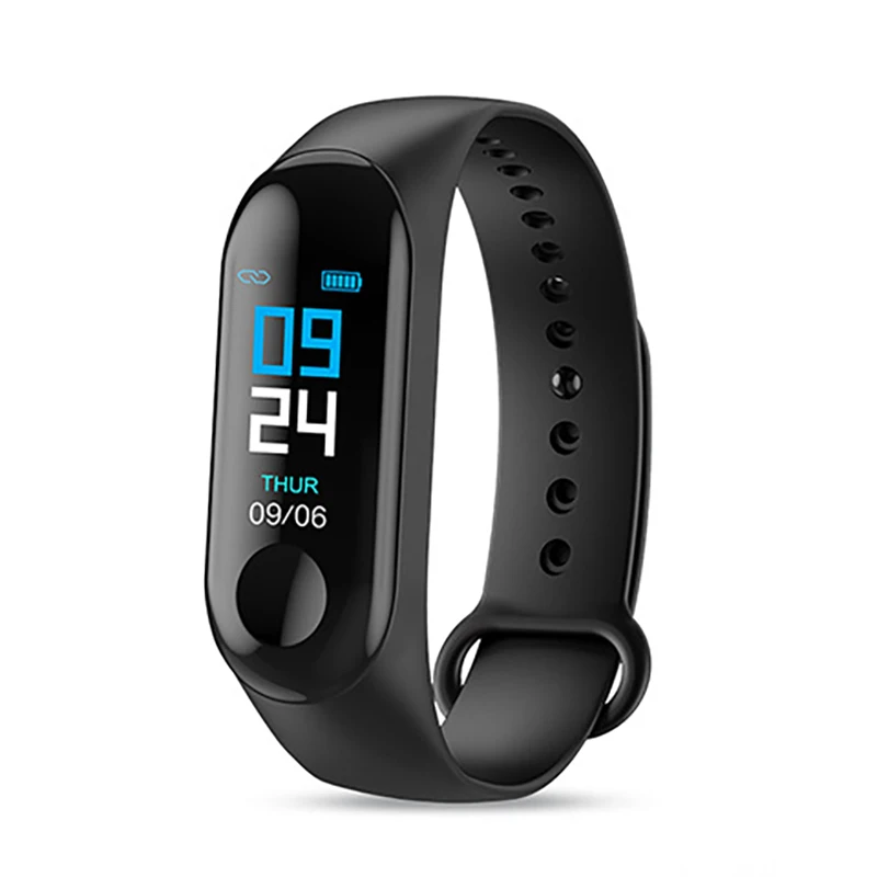 

2021 hot sale fitness color-screen bracelet m3 band 3 smart watch with yoho sports app, Black,red,blue