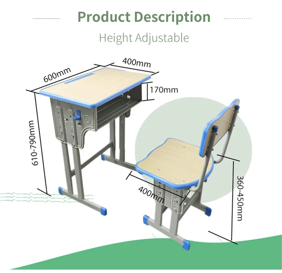 Classroom Desk And Chair School Student Furniture Height Adjustable ...