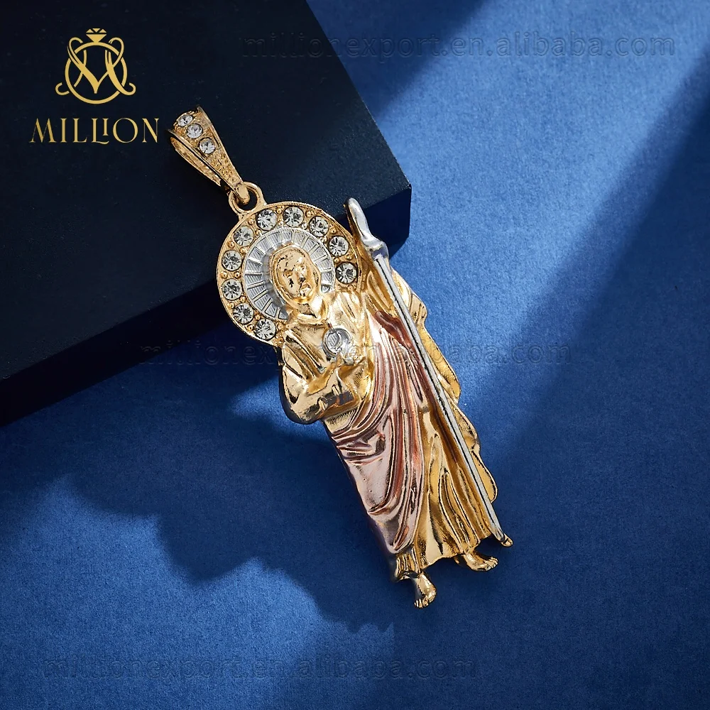 

Million RX170 Fashion Simple Faith San Judas Tadeo Jude Charm 14k Gold-plated Religious Pendant