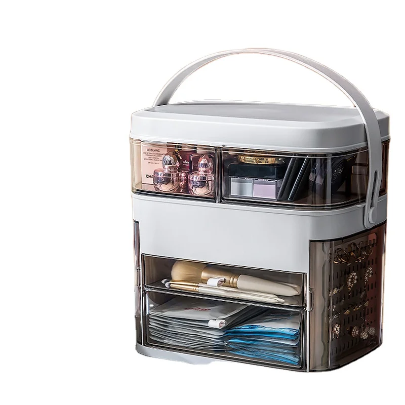 

Wholesale cheapest price 3 piece cosmetic storage box organizer with led mirror