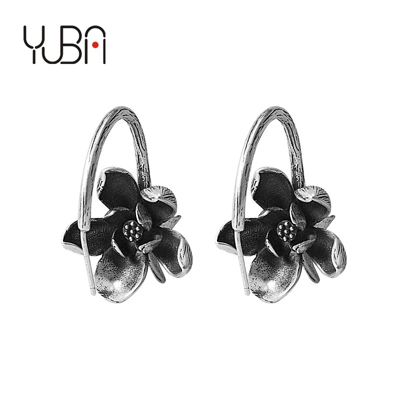 

925 Silver Cold Wind Palace Ancient Style High Quality Rose Flower Earrings