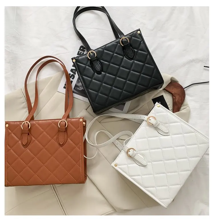 

2021 New Fashion Female Bag Luxury Rhombic Tote Large Capacity Hand-carry Shopping Purse Shoulder Crossbody Bag, Picture color