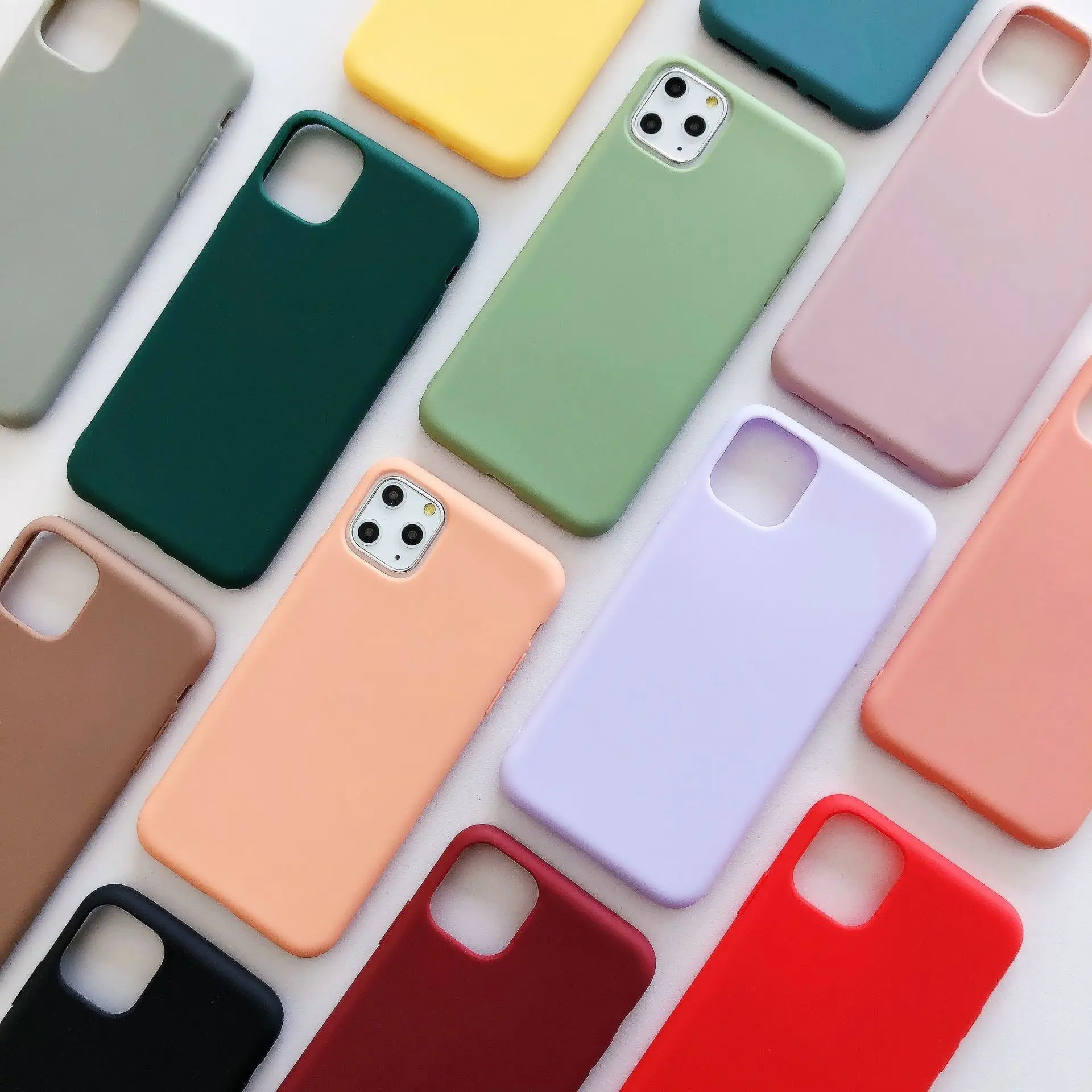 

Case for iphone 13 12 7 8 Plus X XR XS XsMax Solid Color 11 Pro Max 12mini Cases 6 6s 8plus 7p Soft Silicone Cover