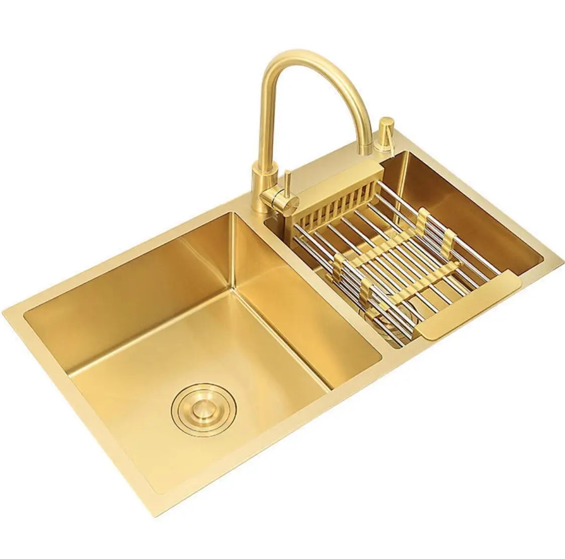 

Best quality 304 Stainless Steel Kitchen Sinks Gold double bowl kitchen sink
