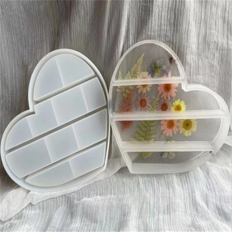 

Y2217 shiny Resin Heart tray Mould Heart Shape Storage Box Silicone Molds, White