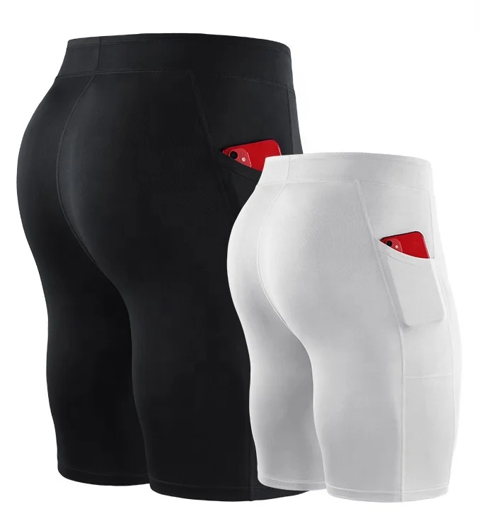 

High performance phone pocket compression shorts, compression gym shorts, compression fitness shorts for men with phone pocket, Various colors
