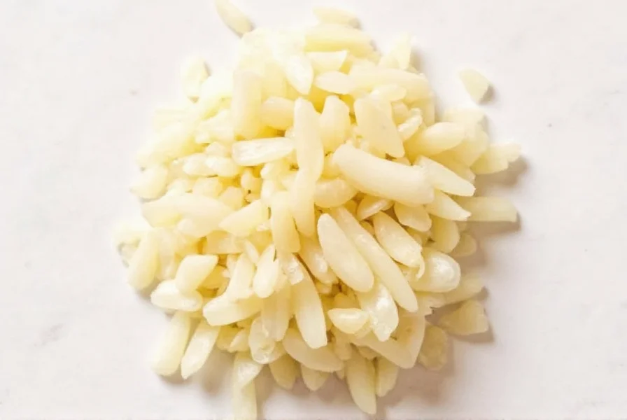 Chef measuring minced garlic into a teaspoon for recipe accuracy