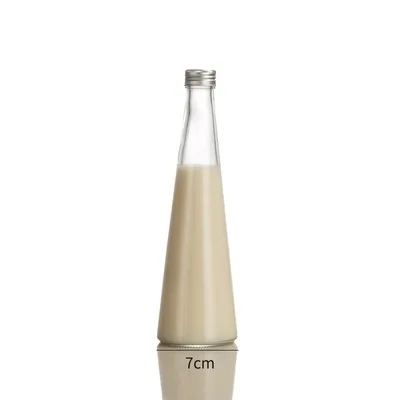 

250ml 330ml Beverage Juice Bottle Conical Glass Bottle With Aluminum Lid, As the picture shows