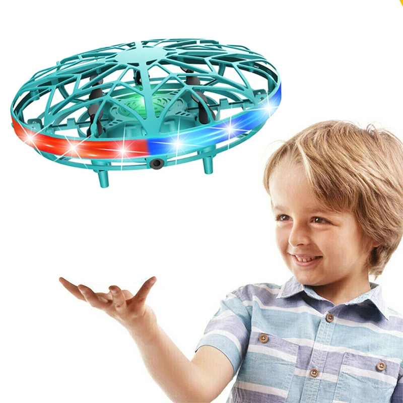 

new Mini Drone Flying Toy Hand Operated Drones Quadcopter Hands Free UFO Helicopter Easy Indoor Outdoor Flying Ball Drone, Green/pink