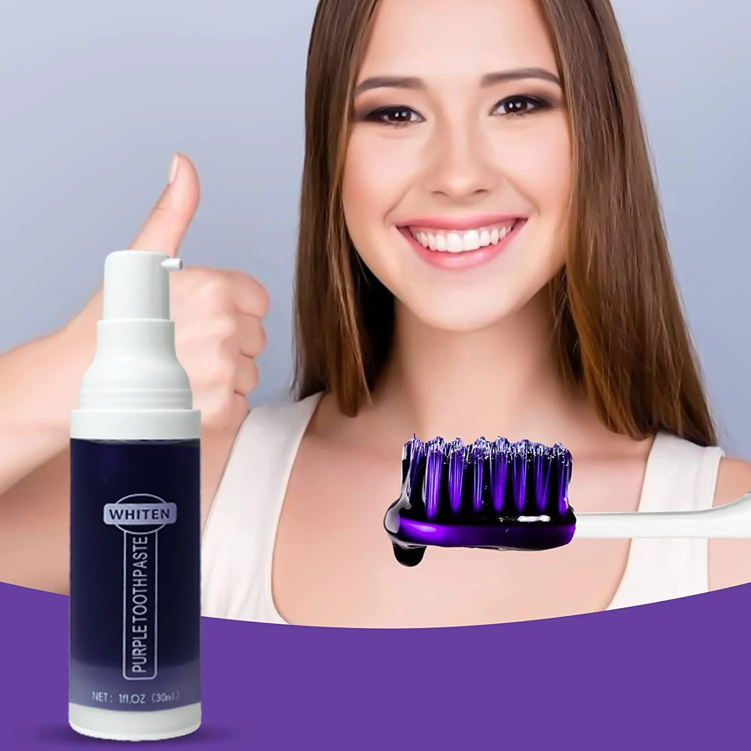 

Professional Brighten Purple Toothpaste 30ml Teeth Whitening Serum V34 Colour Corrector Purple toothpaste