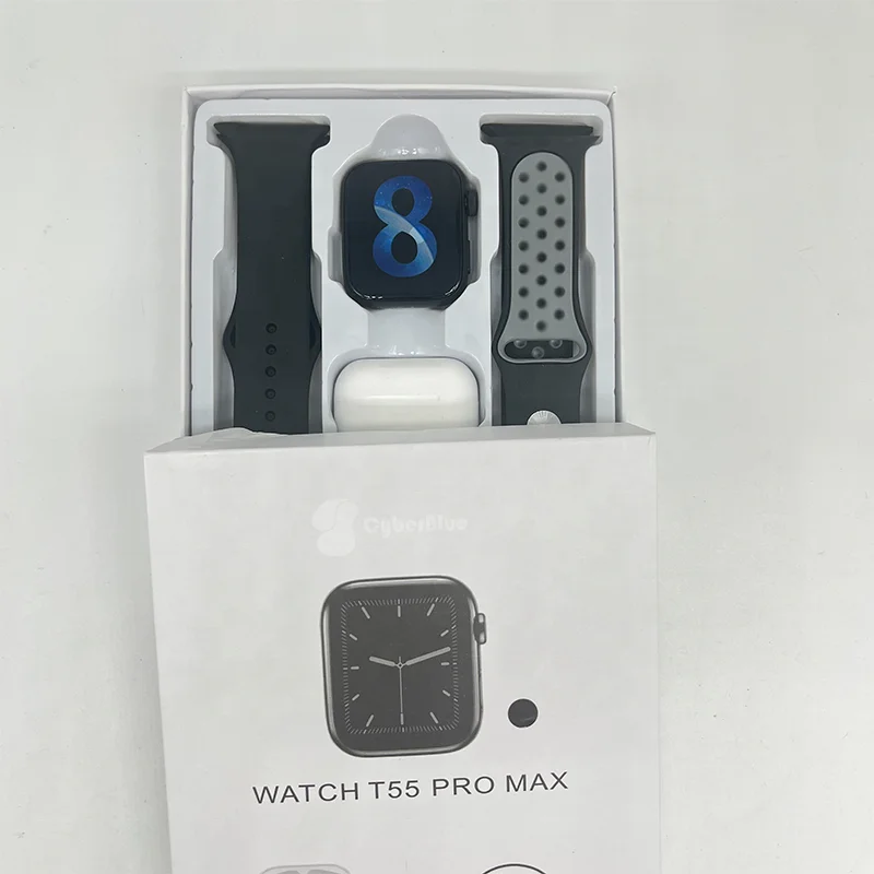 T55 Pro Max Tws Headset Gaming Earbuds Smartwatch 1.44 Inch Screen Smart Watch With Double Strap