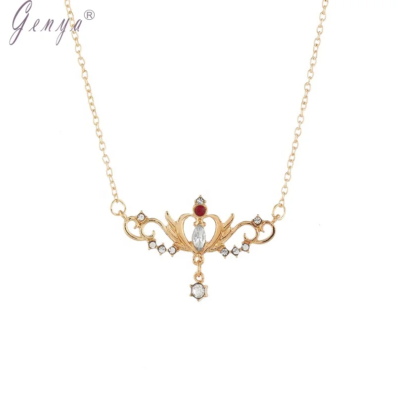 

GENYA Sailor Moon Wand Pendant Necklace Crystal Jewelry For Women Girls Chain Necklace, Like picture