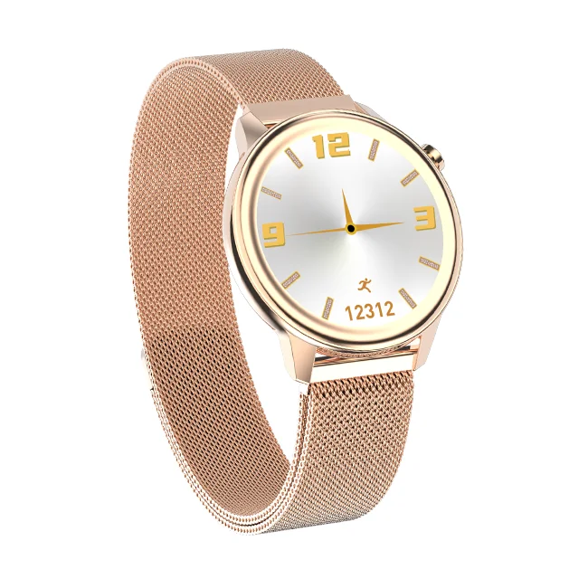 

Body Temperatu Lady Smartwatch F80 Round Watch Sleep Heart Rate Blood Pressure Fitness Monitor Women Smart Watch Gold