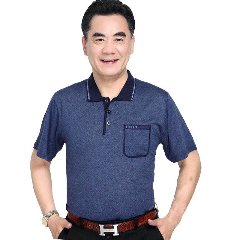 

Summer POLO shirt lapel stripe casual wear middle-aged and elderly T-shirt special sale