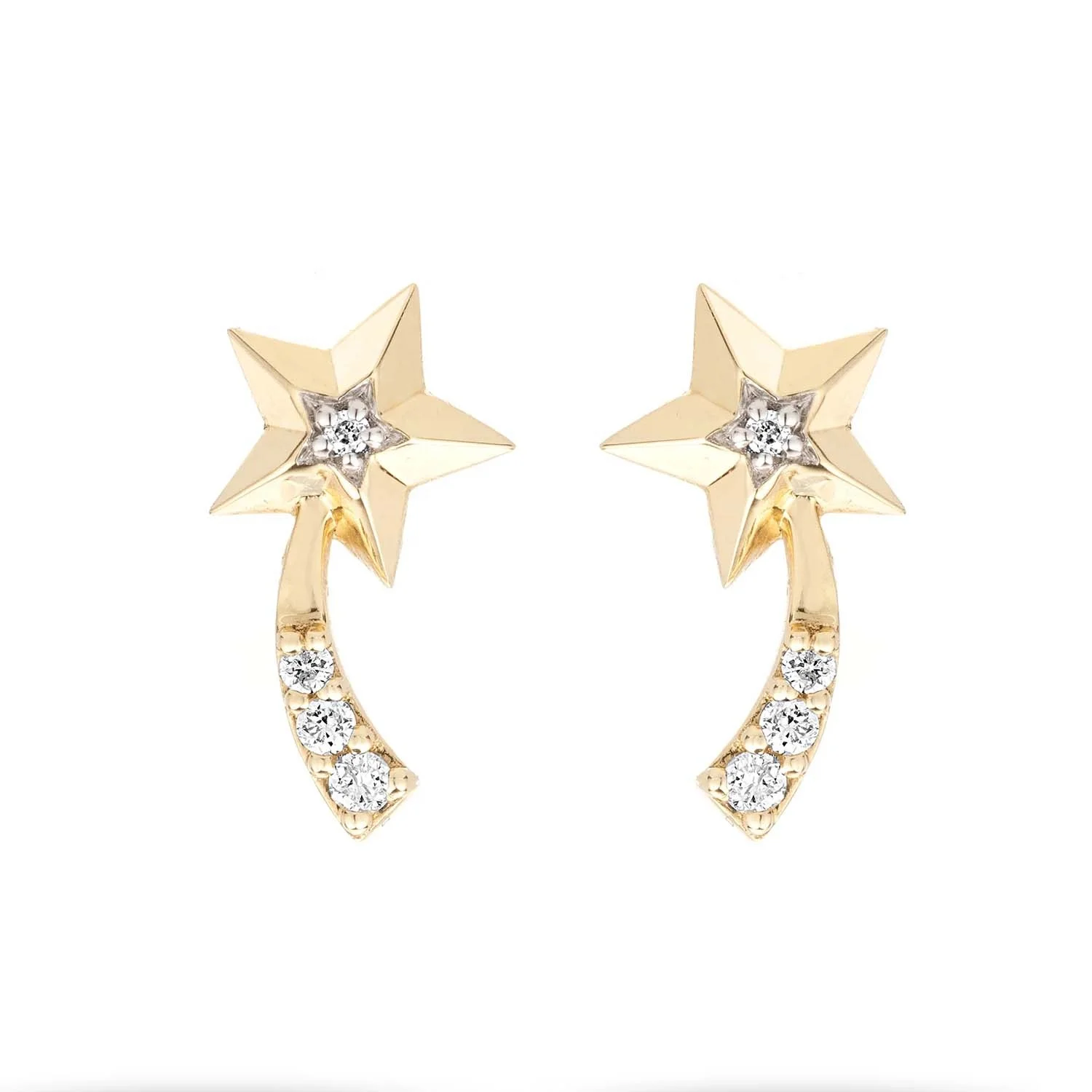 LOZRUNVE Indian 925 Sterling Silver Handmade Pave Shooting Star Fine Stud Earring Jewelry