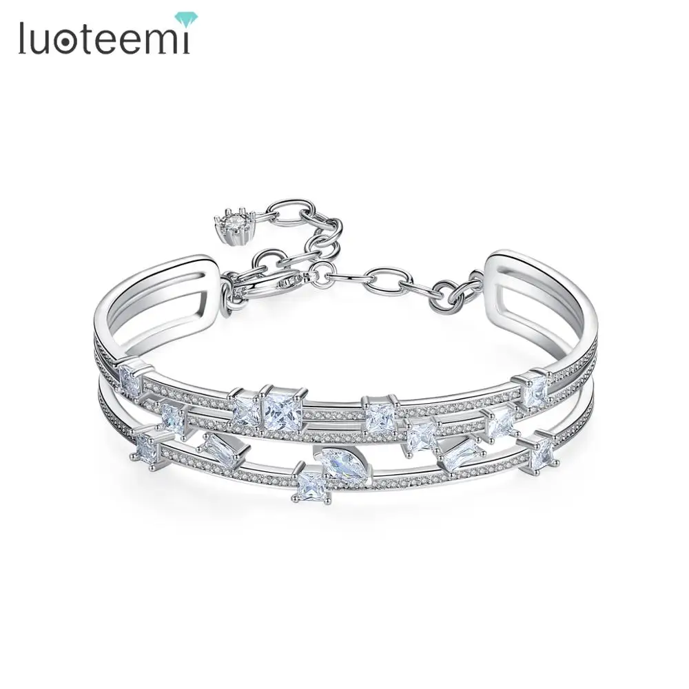

LUOTEEM Cubic Zirconia Lucky Cuff Bracelet Small 15cm+5cm Size Baby Bangles Jewelry