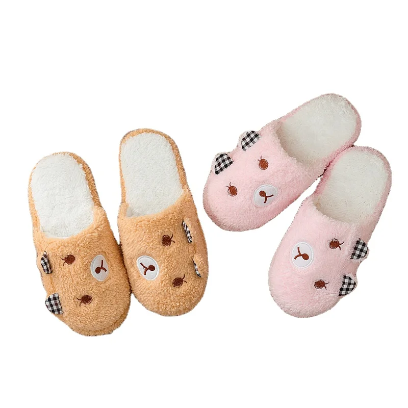 

China made custom cozy plush indoor home house comfortable plush bear slippers