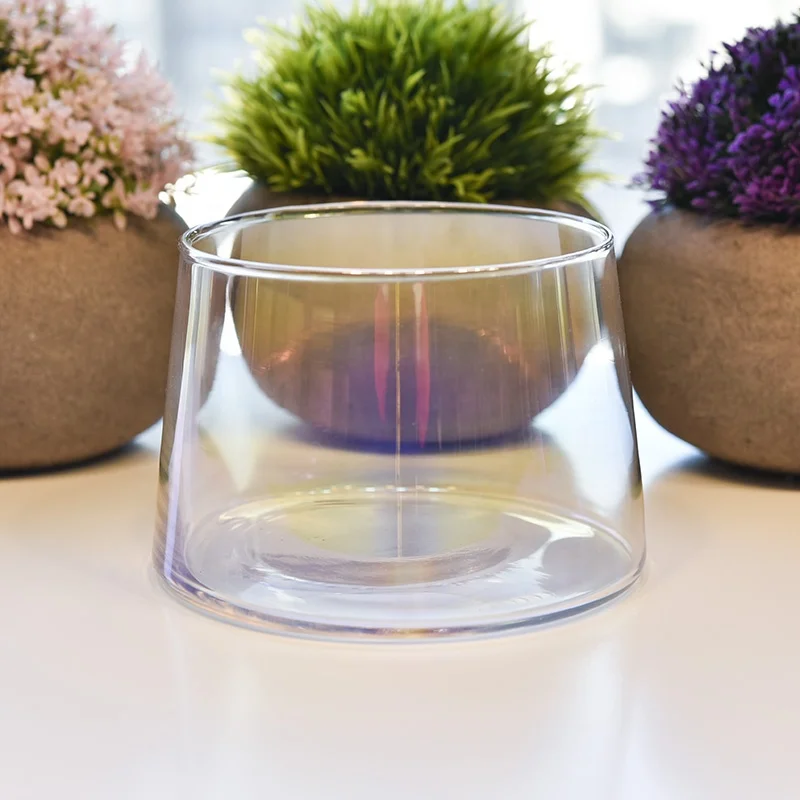 Luxury Holographic glass jar empty candle vessels
