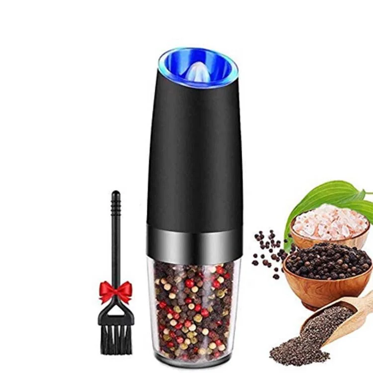 

Adjustable Multi Functions Salt And Pepper Grinder Electric Gravity Salt Pepper Mills With Blue Light, Black/silver,custom