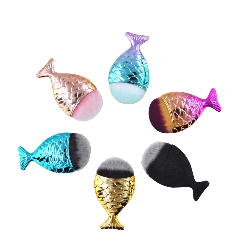 

customized best brand high quality colorful fish foundation blush soft professional beauty makeup brushes private label