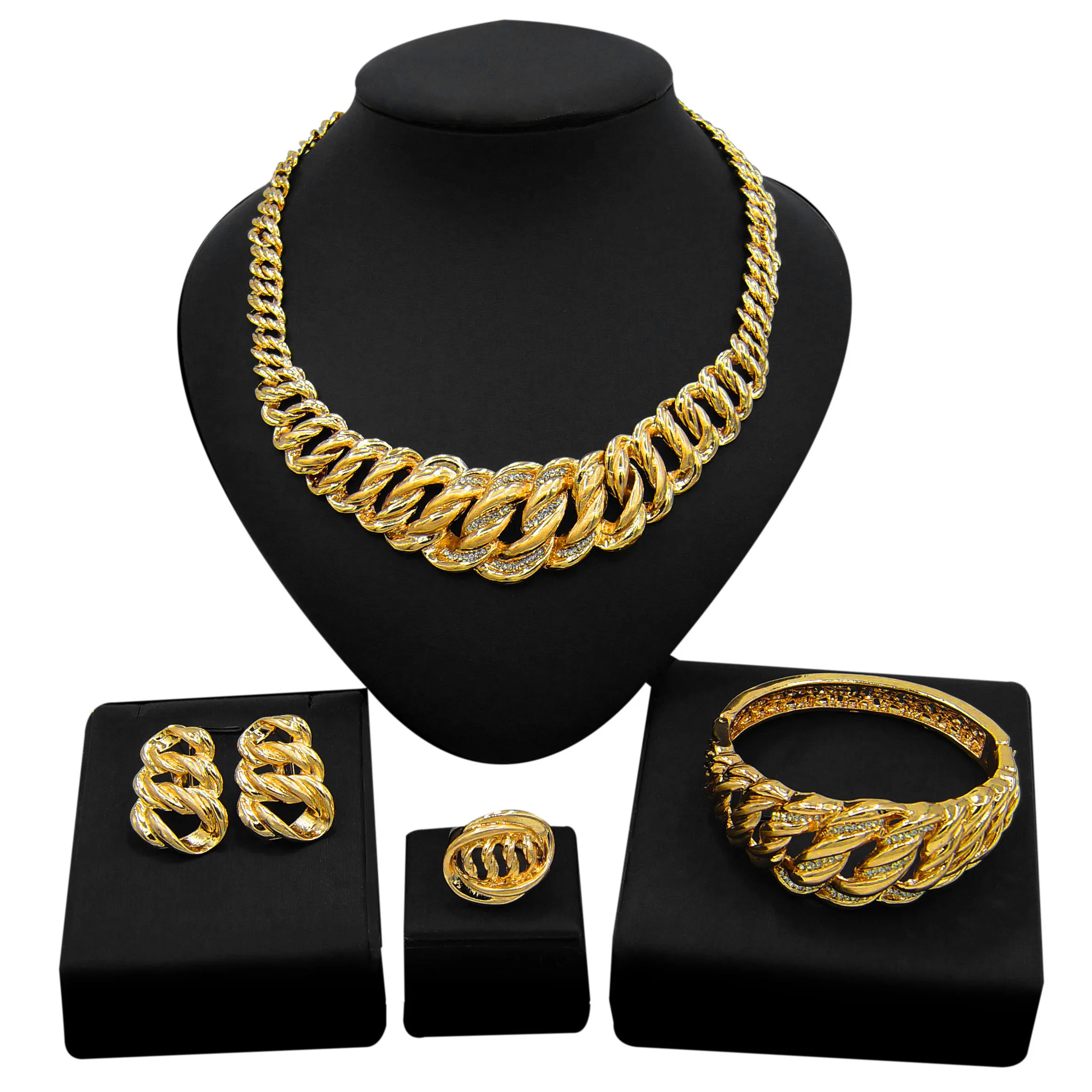 

Yulaili Women Dubai Jewelry Sets Luxury Bridal Nigerian Wedding African Jewelry Set Costume New Design Necklace Earrings